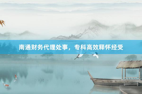南通财务代理处事，专科高效释怀经受